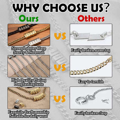 Personalized Men Necklace with Family Name Custom 1-10 Names Curb Chain Custom Pendant Necklace Men Jewelry Gift Father's Day Gift Gifts for Dad Grandpa Husband Son Family