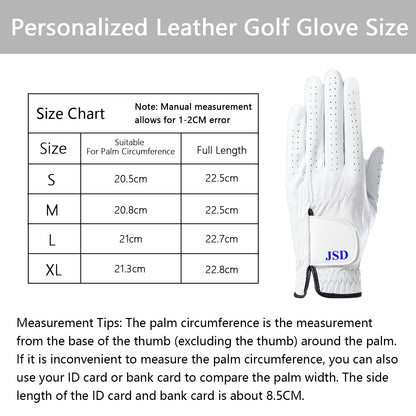 Personalized Golf Gloves Custom Leather Golf Gloves with Name Left Hand Glove for the Right Handed Golfer for Golf Tours and Daily Use Gifts for Golfer Dad Husband Boyfriend Golf Coach Unisex