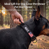 Personalized Tactical Dog Collar Custom Embroidered Name & Phone Number PVC Flag Patch Heavy Duty Nylon Handle Adjustable Fit for Medium Large Dogs Optional Matching Leash Pet Lovers Gift