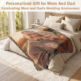 Personalized Blanket with Picture Text Custom Blanket for Mom Dad Couple Girlfriend Boyfriend Husband & Wife Home Decor Woven Tapestry Pet Memorial Blanket Gift for Wedding Anniversary