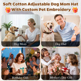 Personalized Embroidered Hats with Pet Portrait & Birth Flower, 100% Cotton Custom Name Baseball Cap for Men Women with Adjustable Buckle, Christmas, Birthday Gift for Pet Owners Lovers Multi