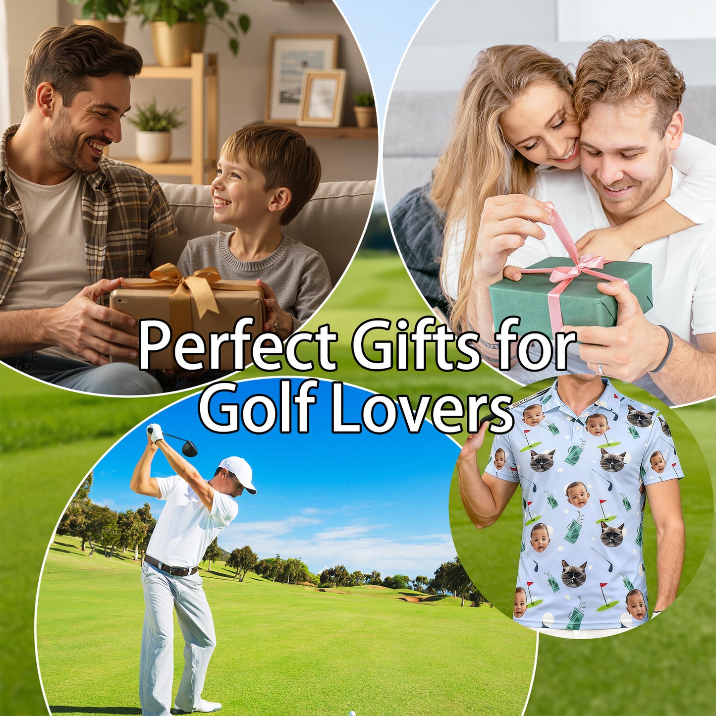 Personalized Golf Polo Shirt  Custom Face on Shirt  Funny Print Quick Dry Polo Shirt  Unisex Golf Outfits  Gifts for Golf Enthusiasts  Golfer  Dad  Grandpa Husband Boyfriend Family Friends
