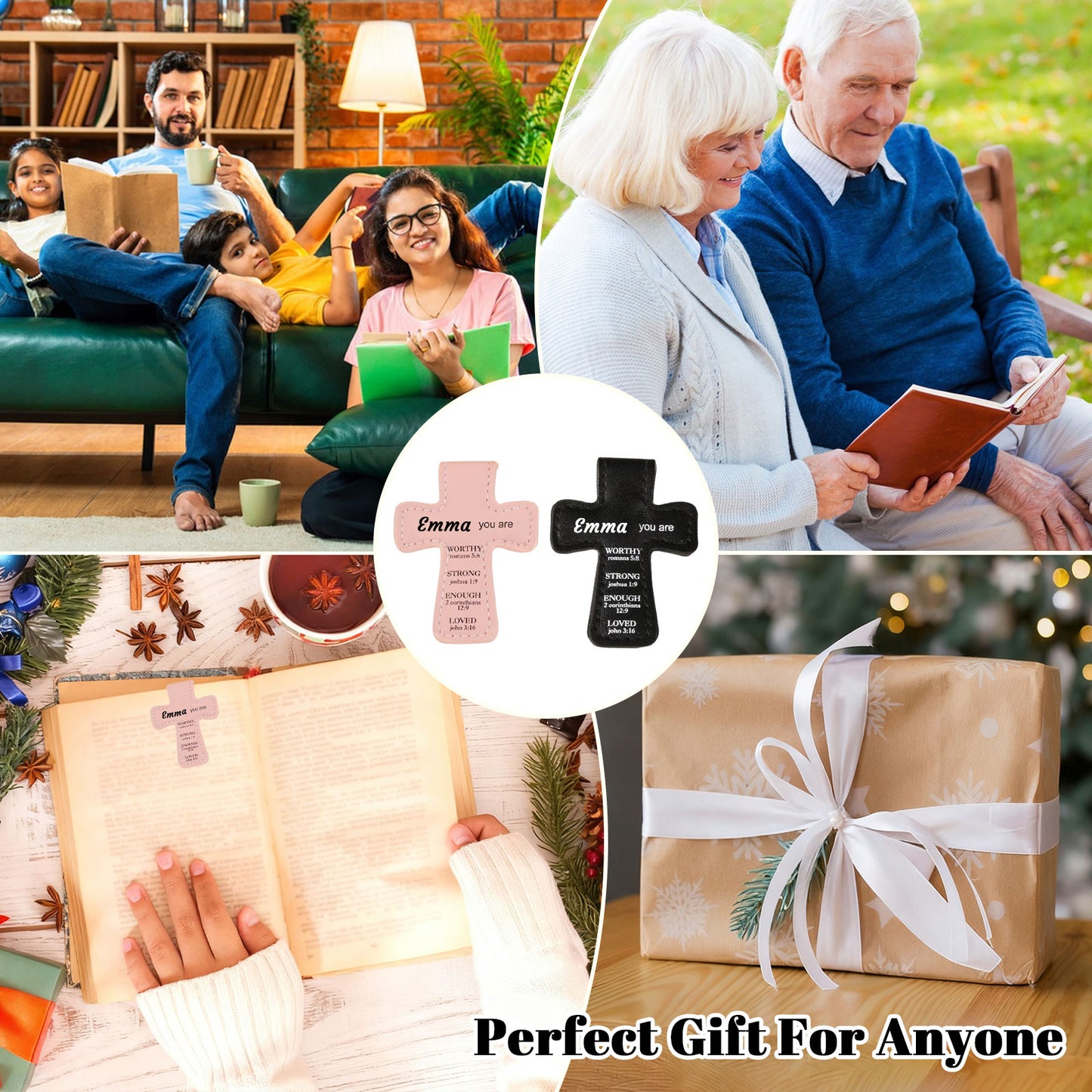 Personalized Magnetic Christian Bookmarks  Custom PU Leather Bookmark with Name & Bible Verses  Catholic Cross Book Marks  Religious Gifts for Women  Students  Teachers  Father  Book Lovers