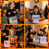 Personalized Halloween Trick or Treat Bags Kids Embroidery Name Candy Bucket Snack Grocery Bags with Handles Reusable Goody Bucket for Kids Halloween Party Favor