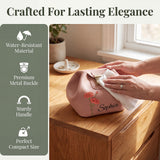 Personalized Makeup Bag with Name & Birth Flower Custom PU Leather Toiletry Bags for Women Customized Travel Cosmetic Pouch with Lock Gifts for Bridesmaid Wedding Birthday Anniversary