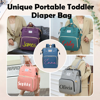 Personalized 3 in 1 Diaper Bag Backpack with Changing Station Multifunctional Large Baby Diaper Bags for Boys & Girls Portable Custom Lightweight Changing Bag Newborn Baby Essential Gifts1