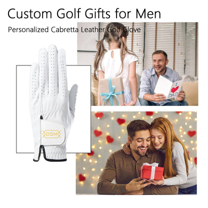 Personalized Golf Gloves Custom Leather Golf Gloves with Name Left Hand Glove for the Right Handed Golfer for Golf Tours and Daily Use Gifts for Golfer Dad Husband Boyfriend Golf Coach Unisex