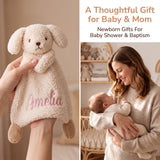 Personalized Baby Lovey Blanket Custom Embroidered Name Plush Bunny Blanket Baby Sleeping Comfort Towel Newborn Baptism Gifts for Boys Girls Baby Shower Birthday Easter