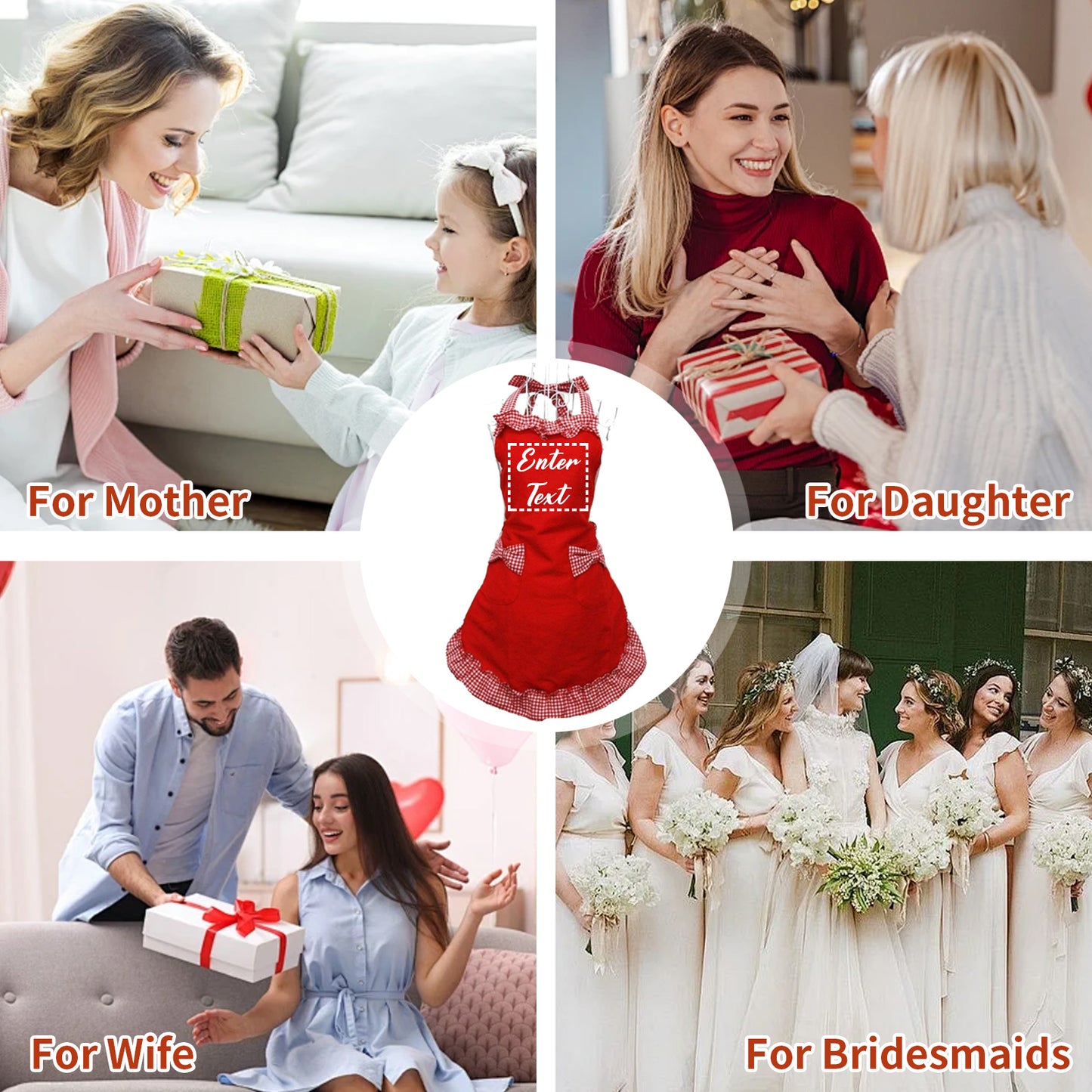 Personalized Name Embroidered Women's Apron | Customized Retro Cute Apron
