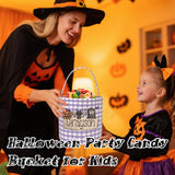Personalized Halloween Trick or Treat Bags Kids Embroidery Name Candy Bucket Snack Grocery Bags with Handles Reusable Goody Bucket for Kids Halloween Party Favor